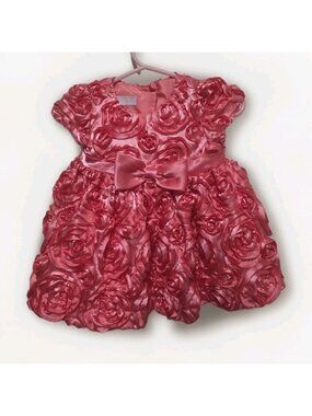 Marmellata Baby Girls Pink Roses Dress Size 3/6 mths Party Wedding Formal